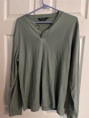 Maui and Sons Olive Sage Waffle Knit Henley